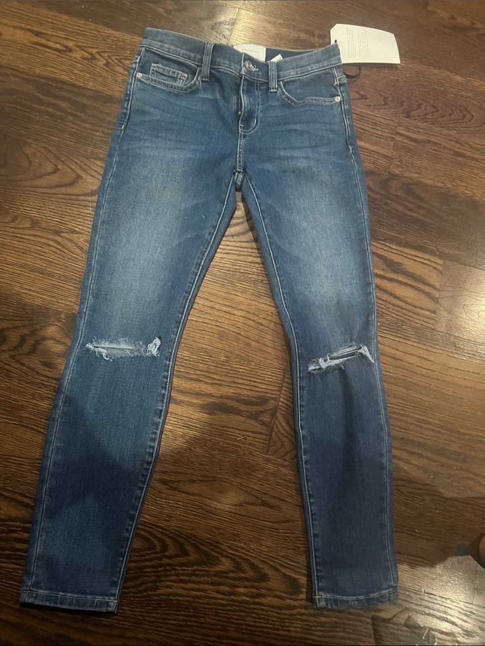 Current/Elliott Mid-Blue Ripped Women’s Skinny Jeans